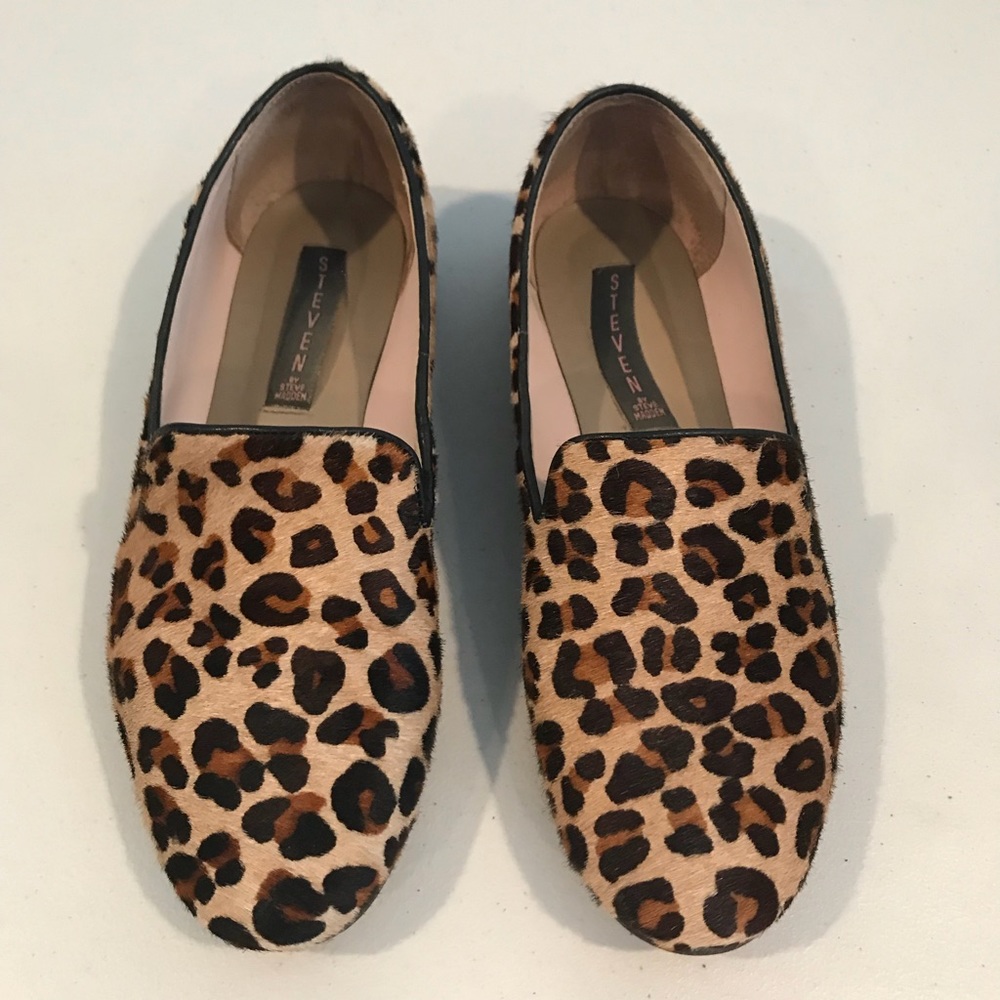 Steven by Steve Madden Leopard Fur Loafers Flat - Picture 1 of 6
